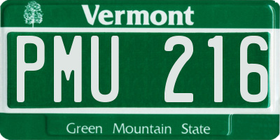 VT license plate PMU216