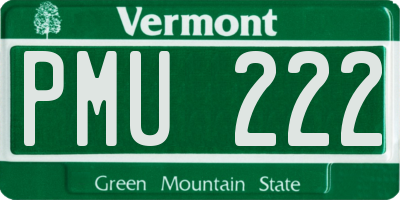 VT license plate PMU222