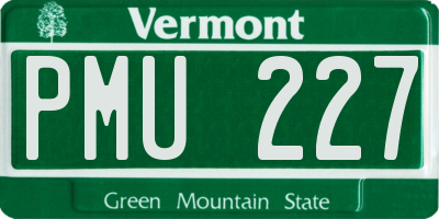 VT license plate PMU227