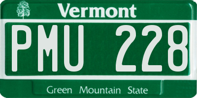 VT license plate PMU228