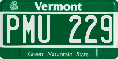 VT license plate PMU229
