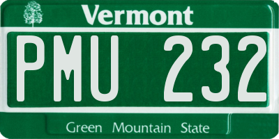 VT license plate PMU232