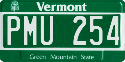 VT license plate PMU254