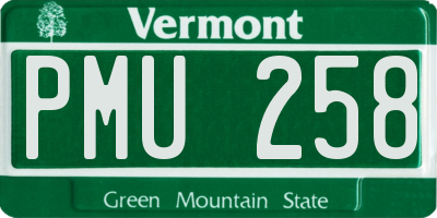 VT license plate PMU258