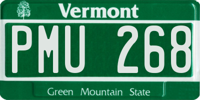 VT license plate PMU268