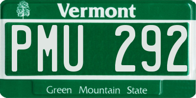 VT license plate PMU292