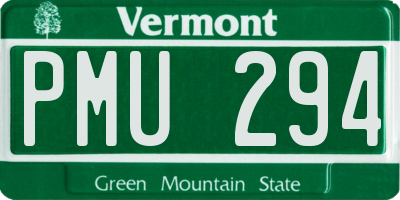 VT license plate PMU294