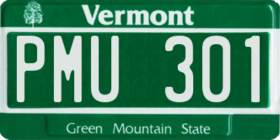 VT license plate PMU301