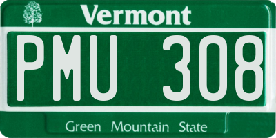 VT license plate PMU308