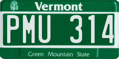 VT license plate PMU314