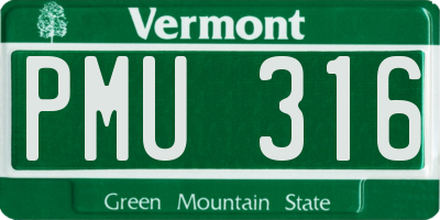 VT license plate PMU316