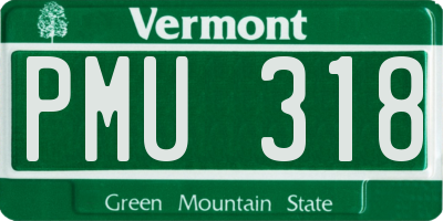 VT license plate PMU318