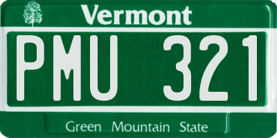 VT license plate PMU321