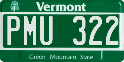 VT license plate PMU322