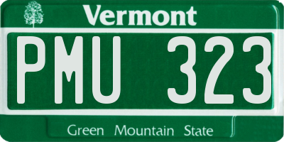 VT license plate PMU323