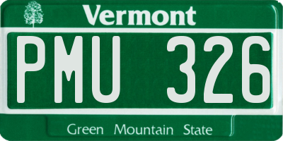 VT license plate PMU326