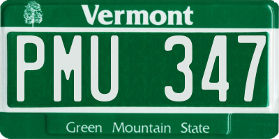 VT license plate PMU347