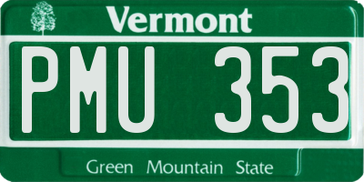 VT license plate PMU353
