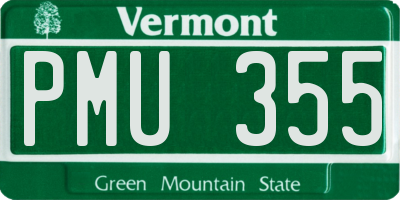 VT license plate PMU355