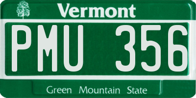 VT license plate PMU356