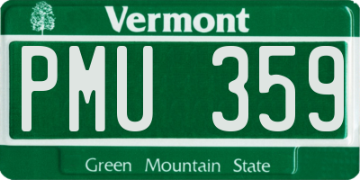 VT license plate PMU359
