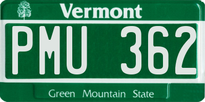 VT license plate PMU362