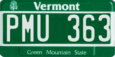 VT license plate PMU363