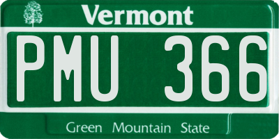 VT license plate PMU366