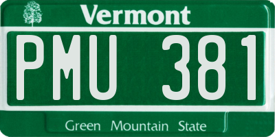 VT license plate PMU381