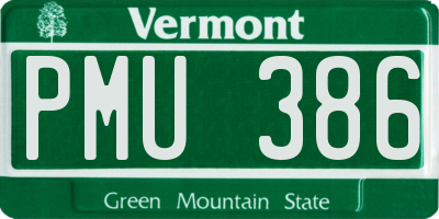 VT license plate PMU386