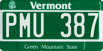 VT license plate PMU387