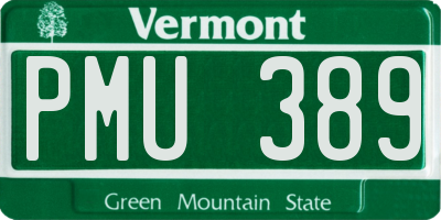 VT license plate PMU389
