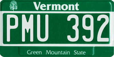 VT license plate PMU392