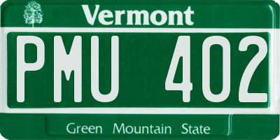 VT license plate PMU402