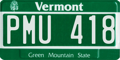 VT license plate PMU418