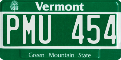 VT license plate PMU454