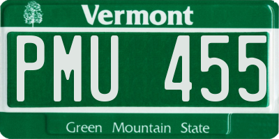 VT license plate PMU455