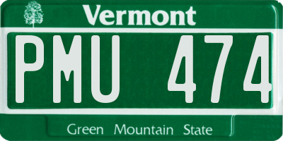 VT license plate PMU474