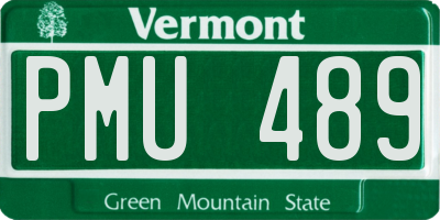 VT license plate PMU489