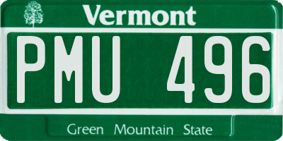 VT license plate PMU496