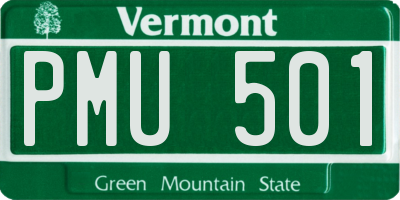 VT license plate PMU501
