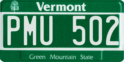 VT license plate PMU502