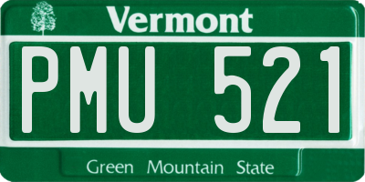 VT license plate PMU521