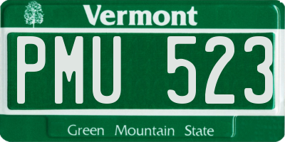 VT license plate PMU523
