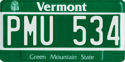 VT license plate PMU534