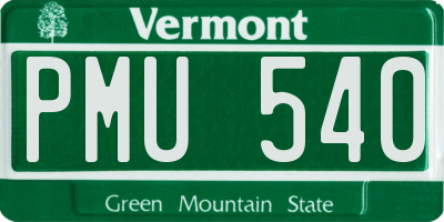 VT license plate PMU540