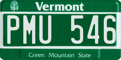 VT license plate PMU546