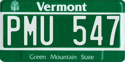 VT license plate PMU547