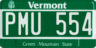 VT license plate PMU554
