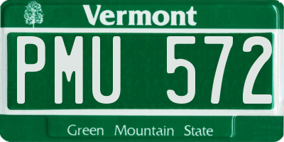 VT license plate PMU572